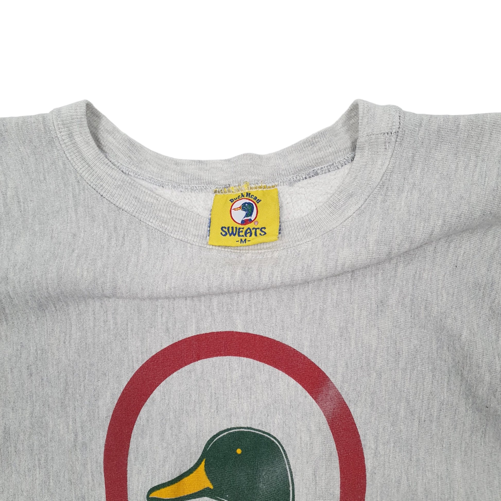 Mens Grey Duck Head Vintage 1990s Made in USA Reverse Weave Crewneck Jumper