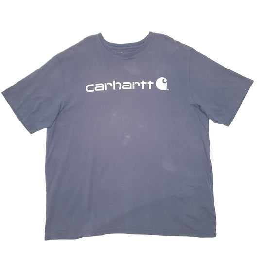 Mens Navy Carhartt Spellout Short Sleeve T Shirt