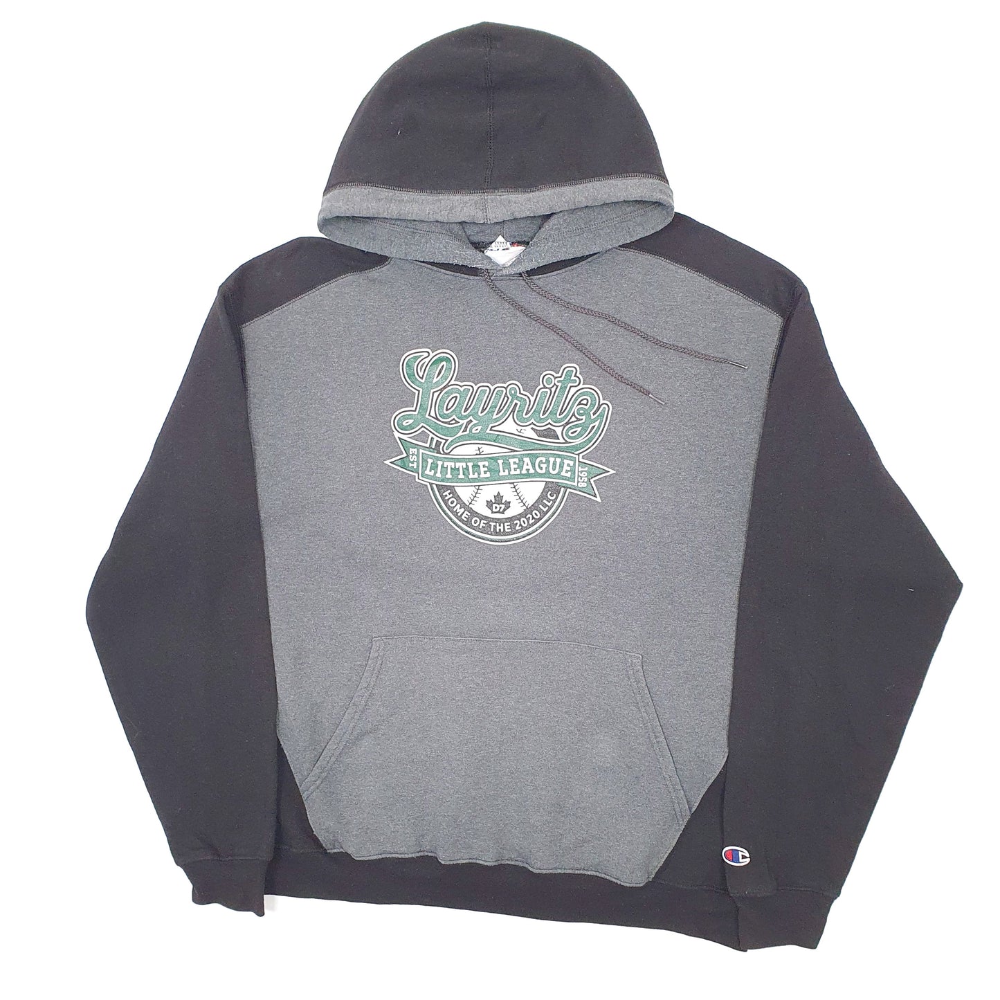 Mens Grey Champion Little League Baseball Canada Hoodie Jumper