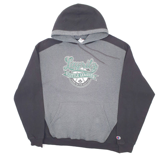 Mens Grey Champion Little League Baseball Canada Hoodie Jumper