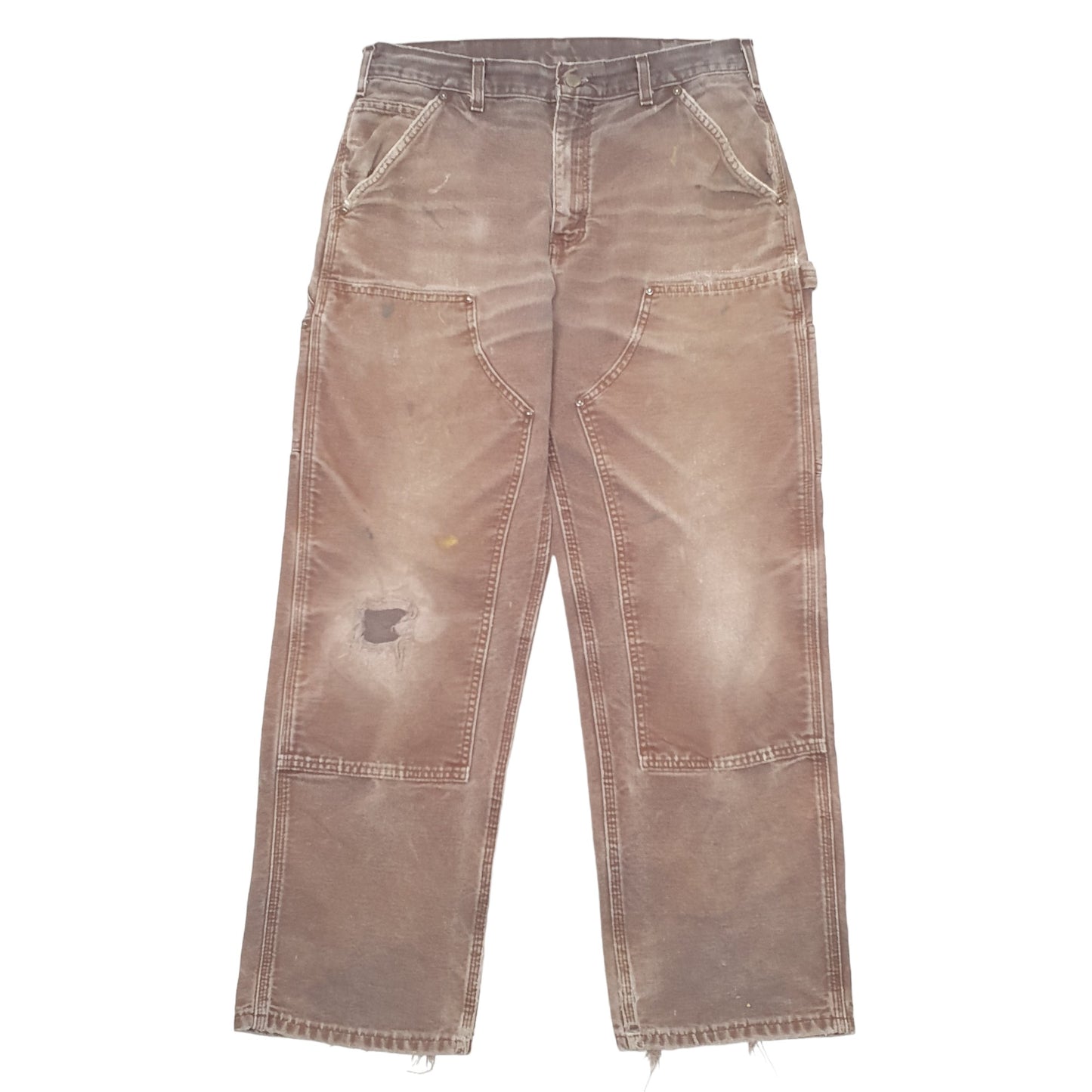 Mens Brown Carhartt B136 Double Knee Carpenter Trousers