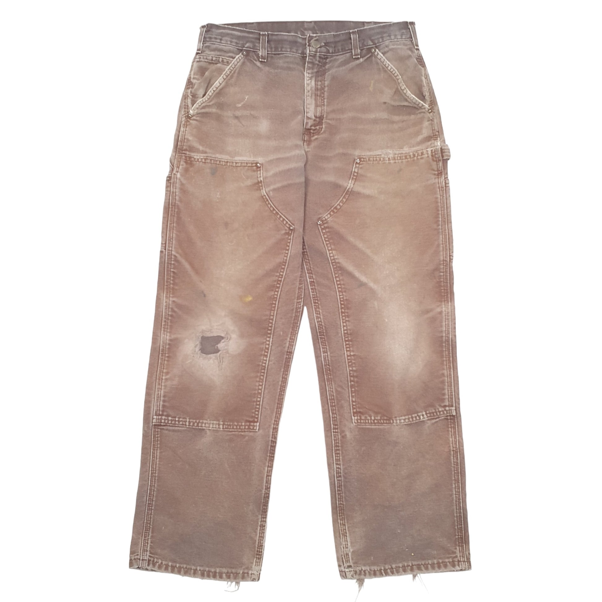 Mens Brown Carhartt B136 Double Knee Carpenter Trousers