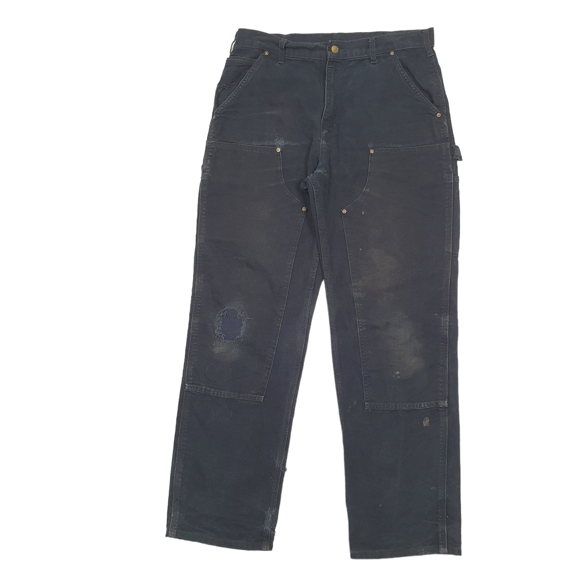 Mens Black Carhartt B136 Double Knee Carpenter Trousers