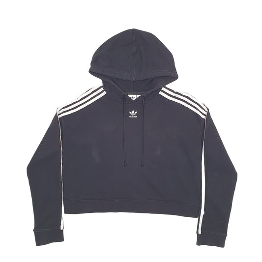 Womens Black Adidas Crop Top Hoodie Jumper