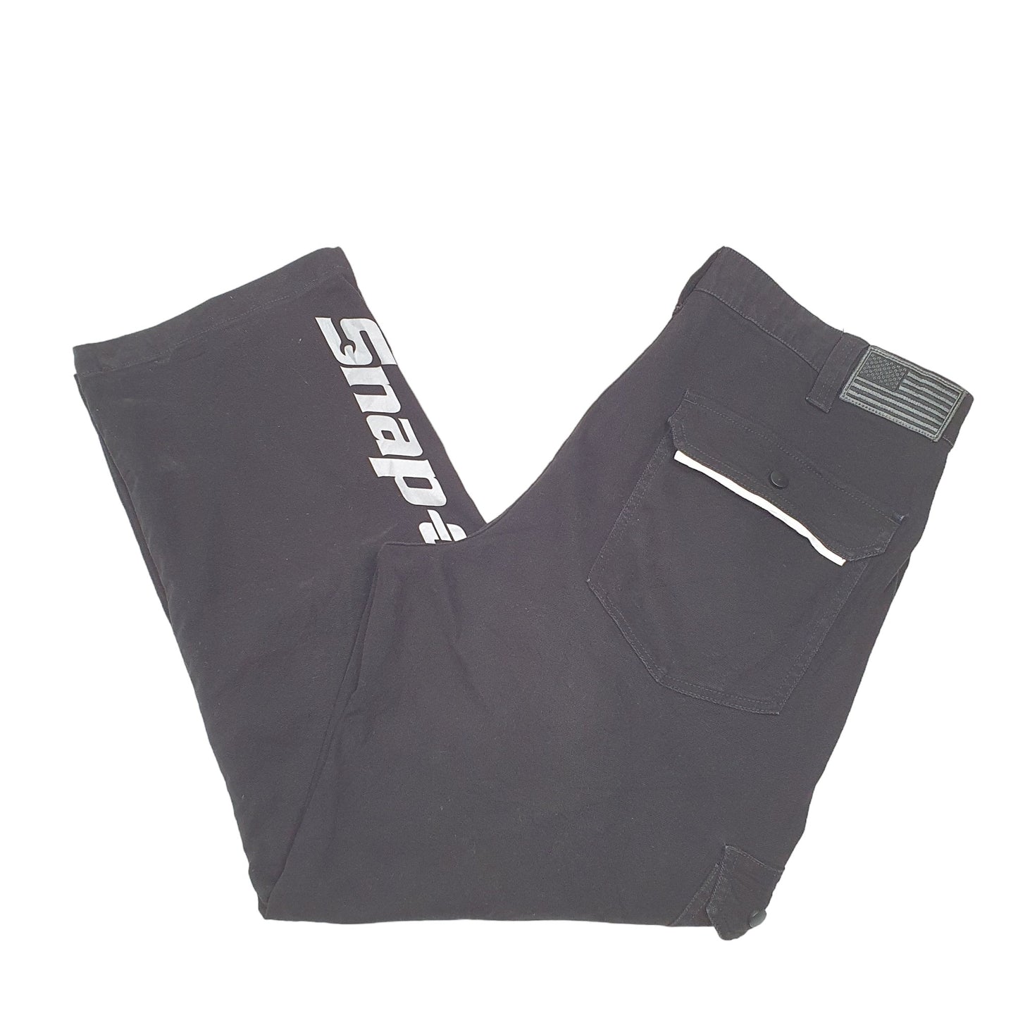 Mens Black Snap On Utility Tools Mechanics Elasticated Cargo Trousers