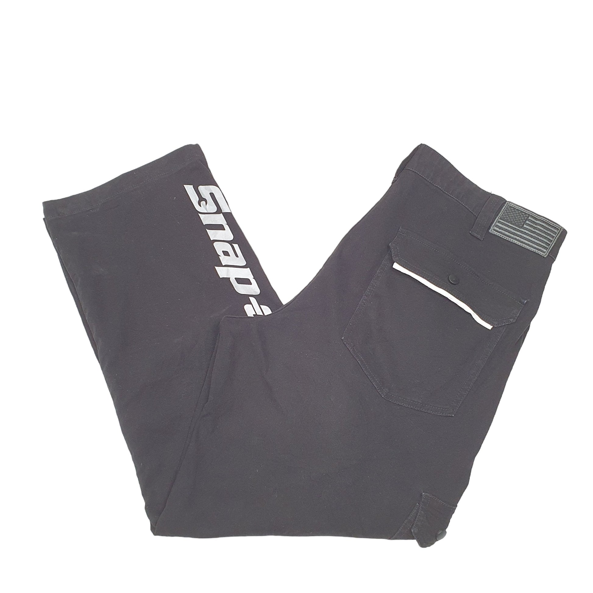 Mens Black Snap On Utility Tools Mechanics Elasticated Cargo Trousers