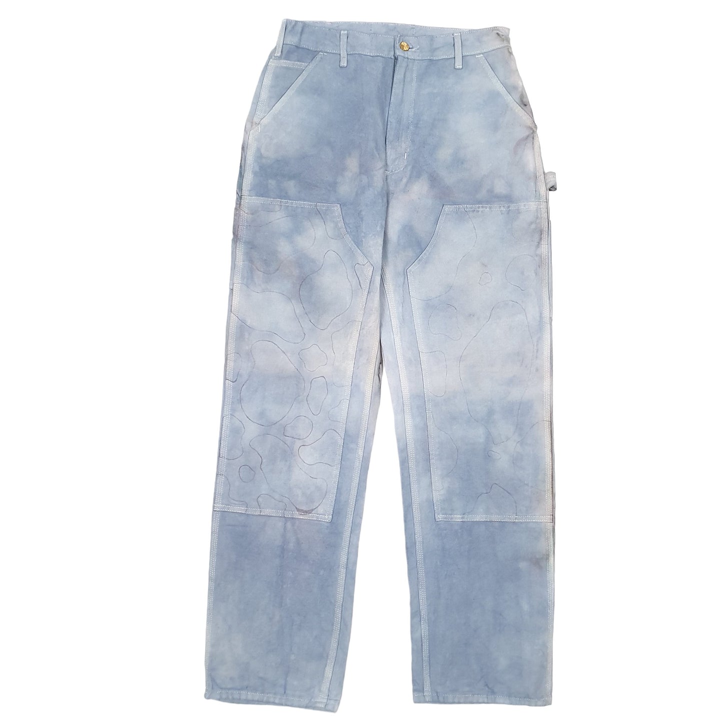 Mens Blue Carhartt Double Knee Made In USA Dyed Carpenter Trousers