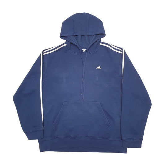 Mens Navy Adidas Three Stripe Hoodie Jumper