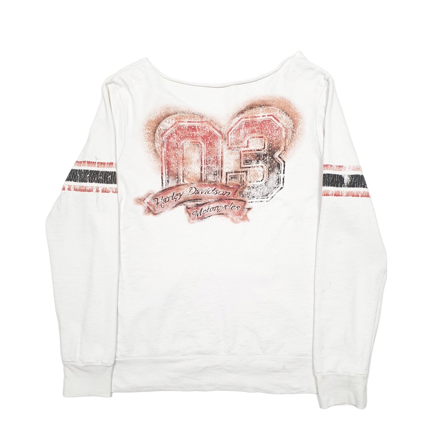 Womens White Harley Davidson Spellout Crewneck Jumper