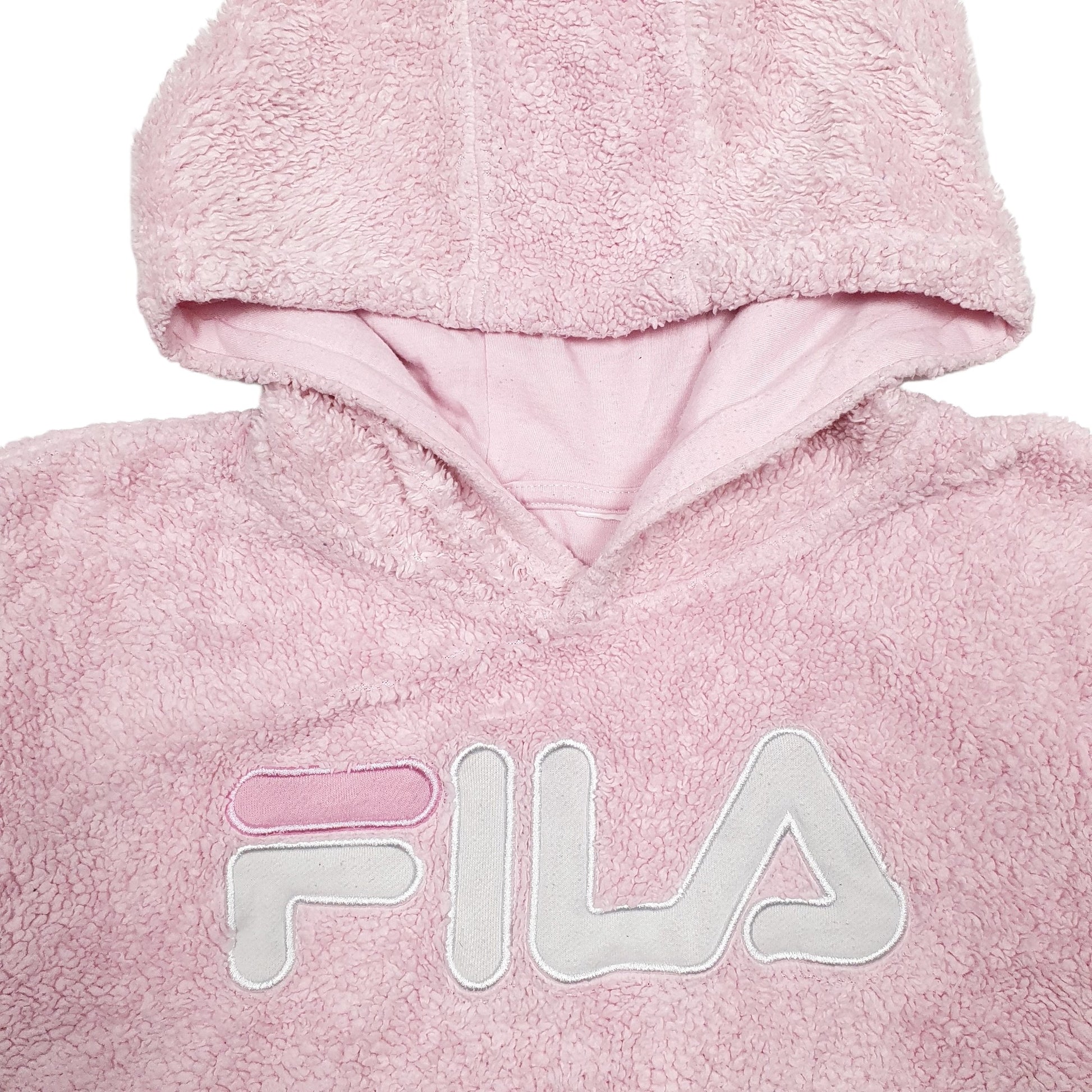 Womens Pink Fila Spellout Hoodie Jumper