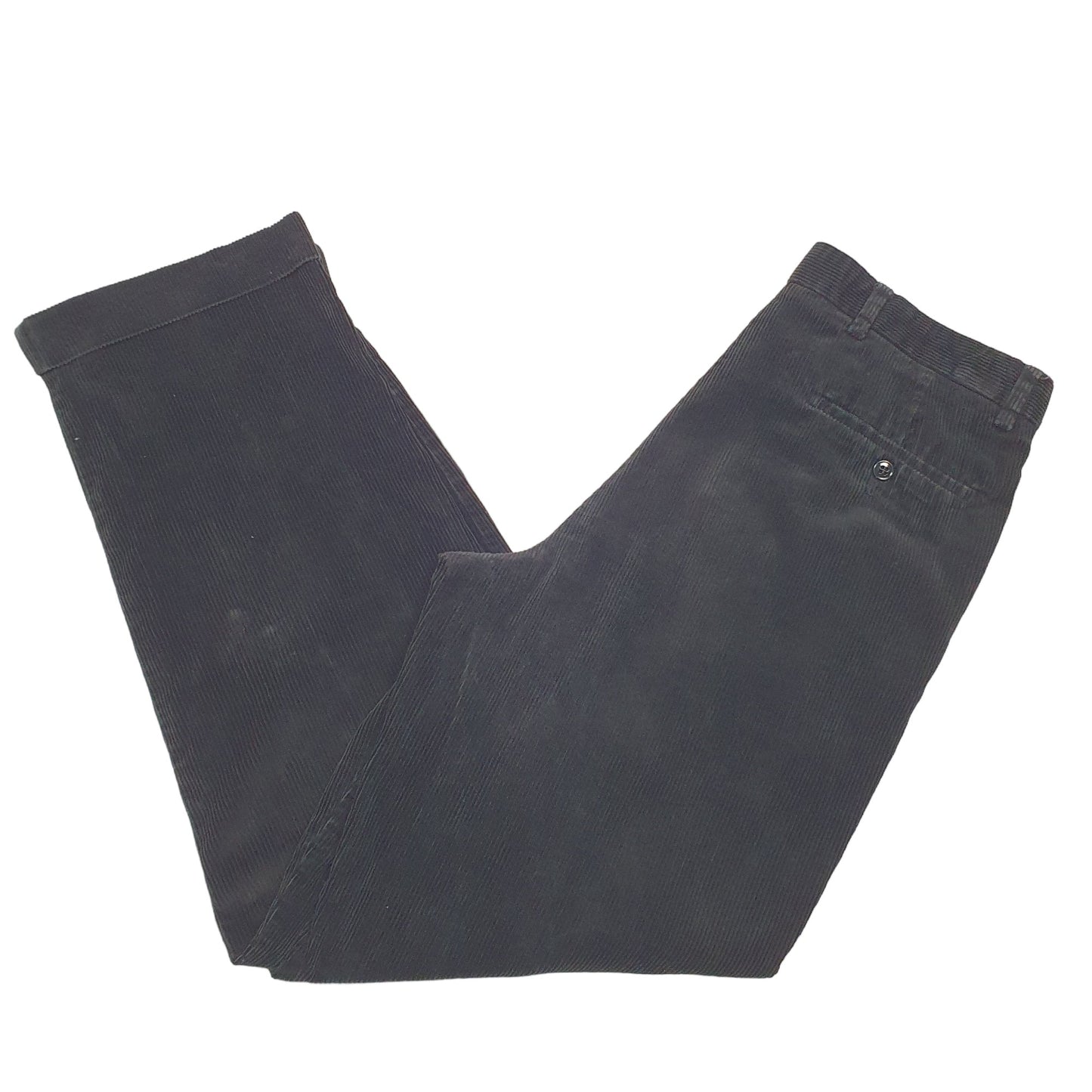Mens Black Dockers Double Pleated Corduroy Trousers