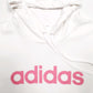 Womens White Adidas Spellout Hoodie Jumper