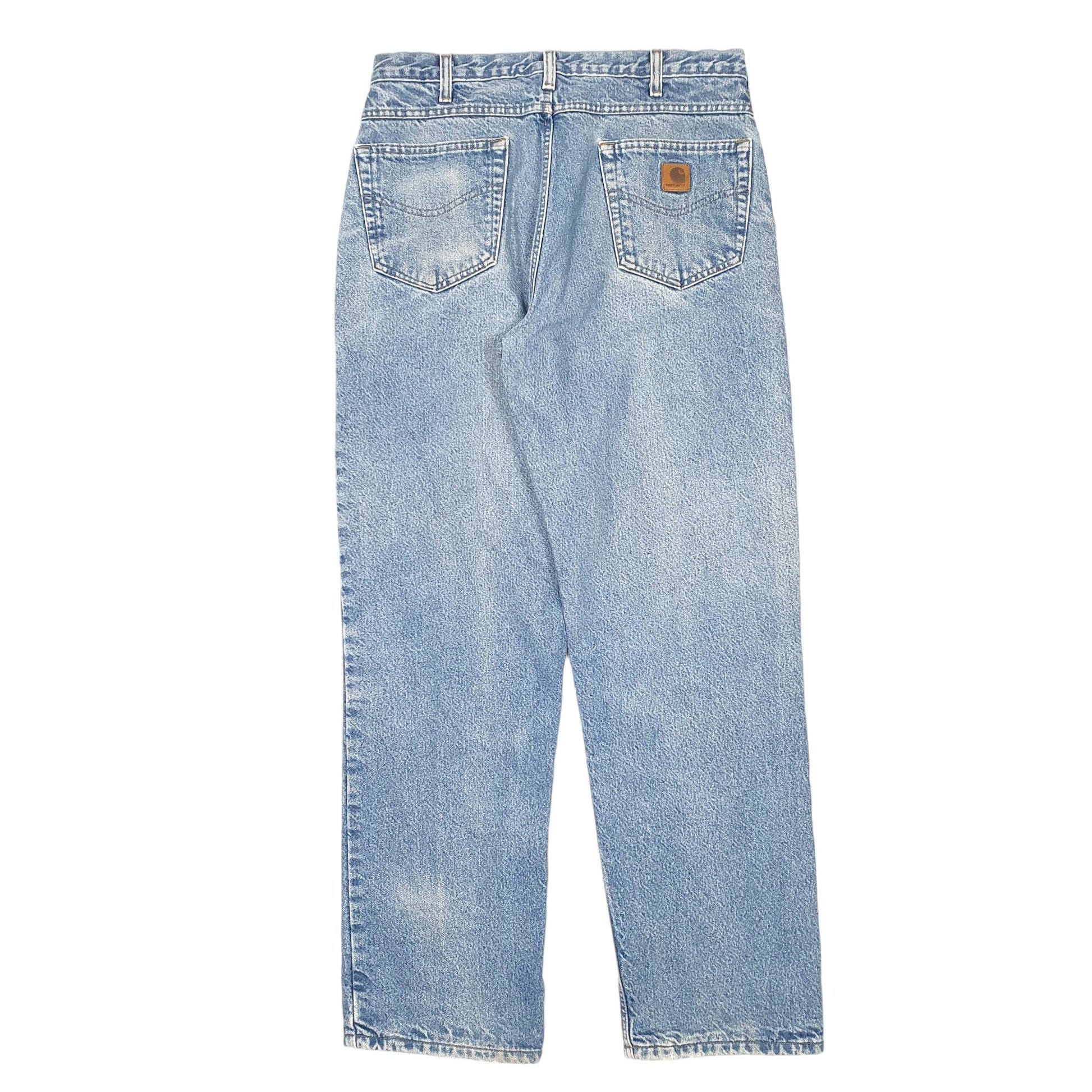 Mens Blue Carhartt Relaxed Cotton Lined Insulated B172 JeansW34 L32