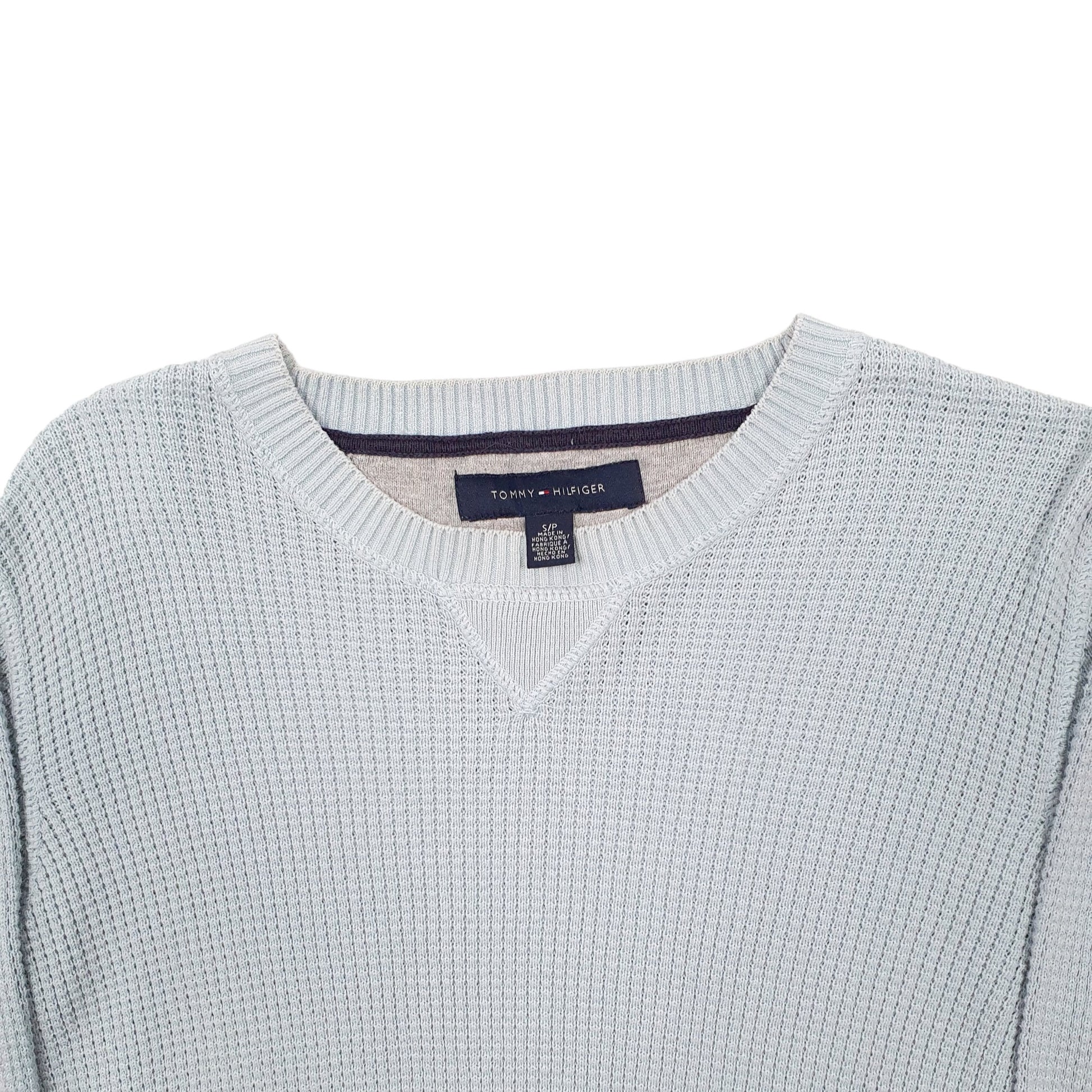 Mens Blue Tommy Hilfiger Chunky Knit Waffle Crewneck Jumper