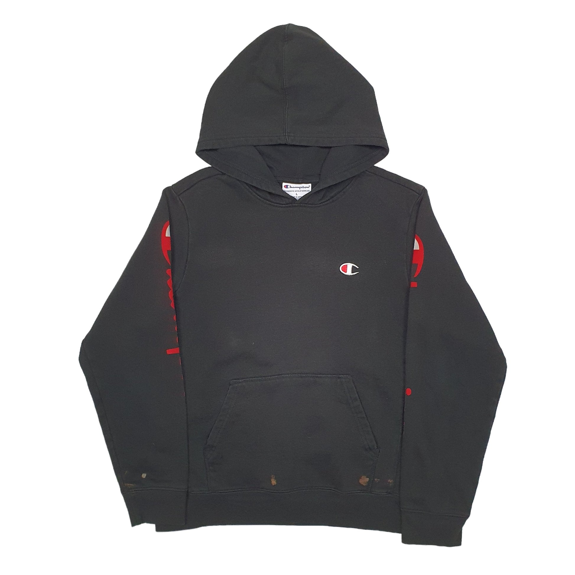 Womens Black Champion Spellout Hoodie Jumper