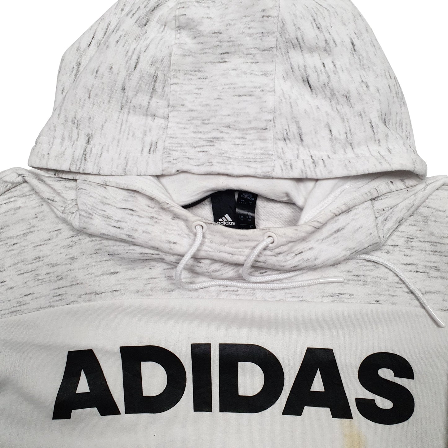Mens White Adidas Spellout Hoodie Jumper