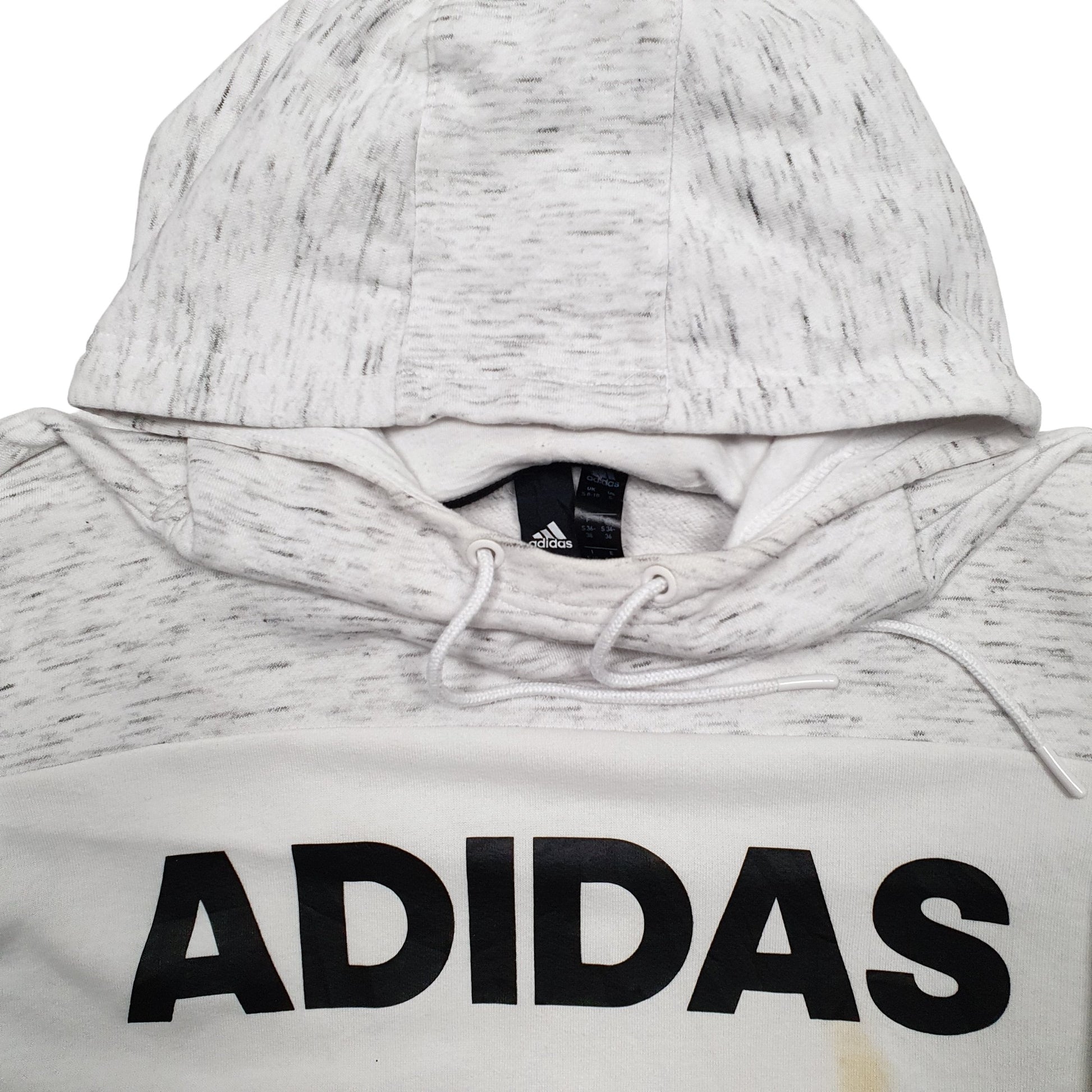 Mens White Adidas Spellout Hoodie Jumper