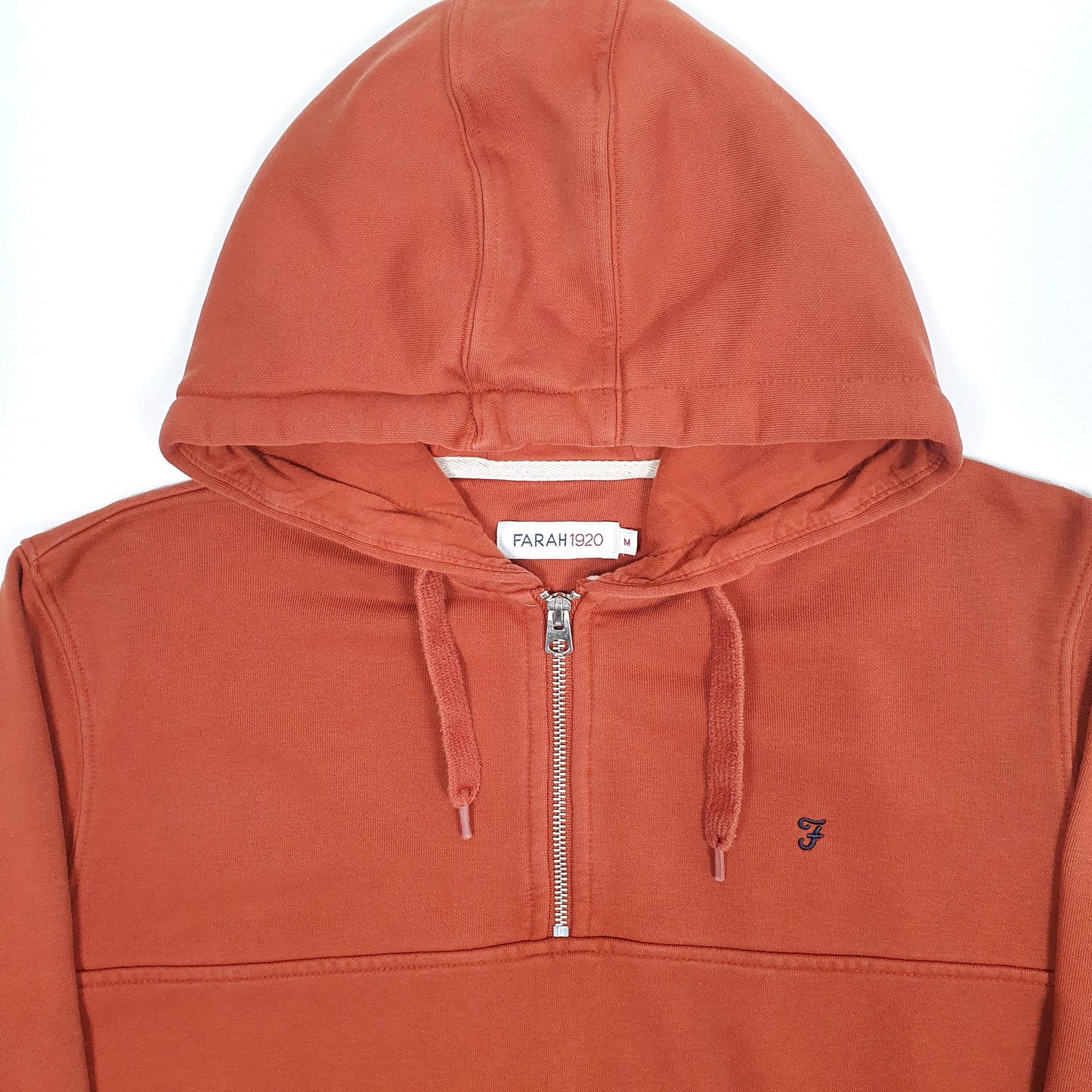 Mens Orange Farah Hoodie Quarter Zip Jumper