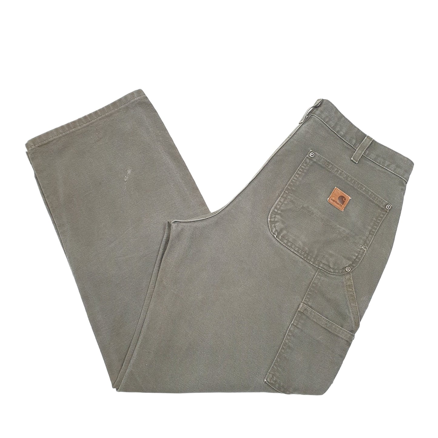 Mens Khaki Carhartt B136 Dungaree Fit Double Knee Carpenter Trousers