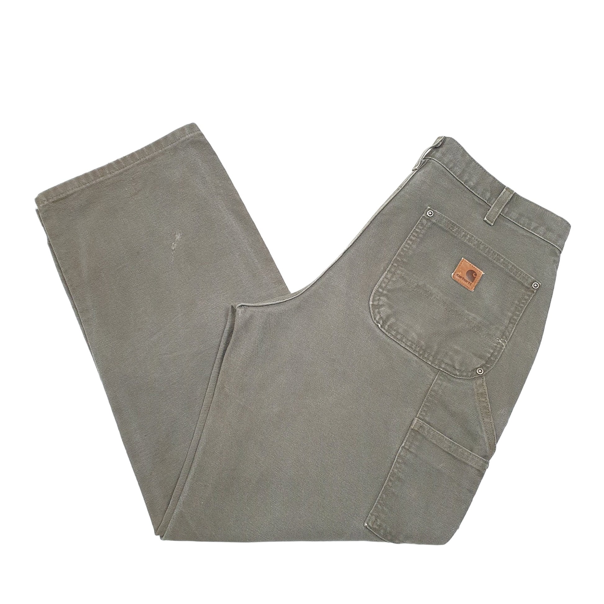 Mens Khaki Carhartt B136 Dungaree Fit Double Knee Carpenter Trousers
