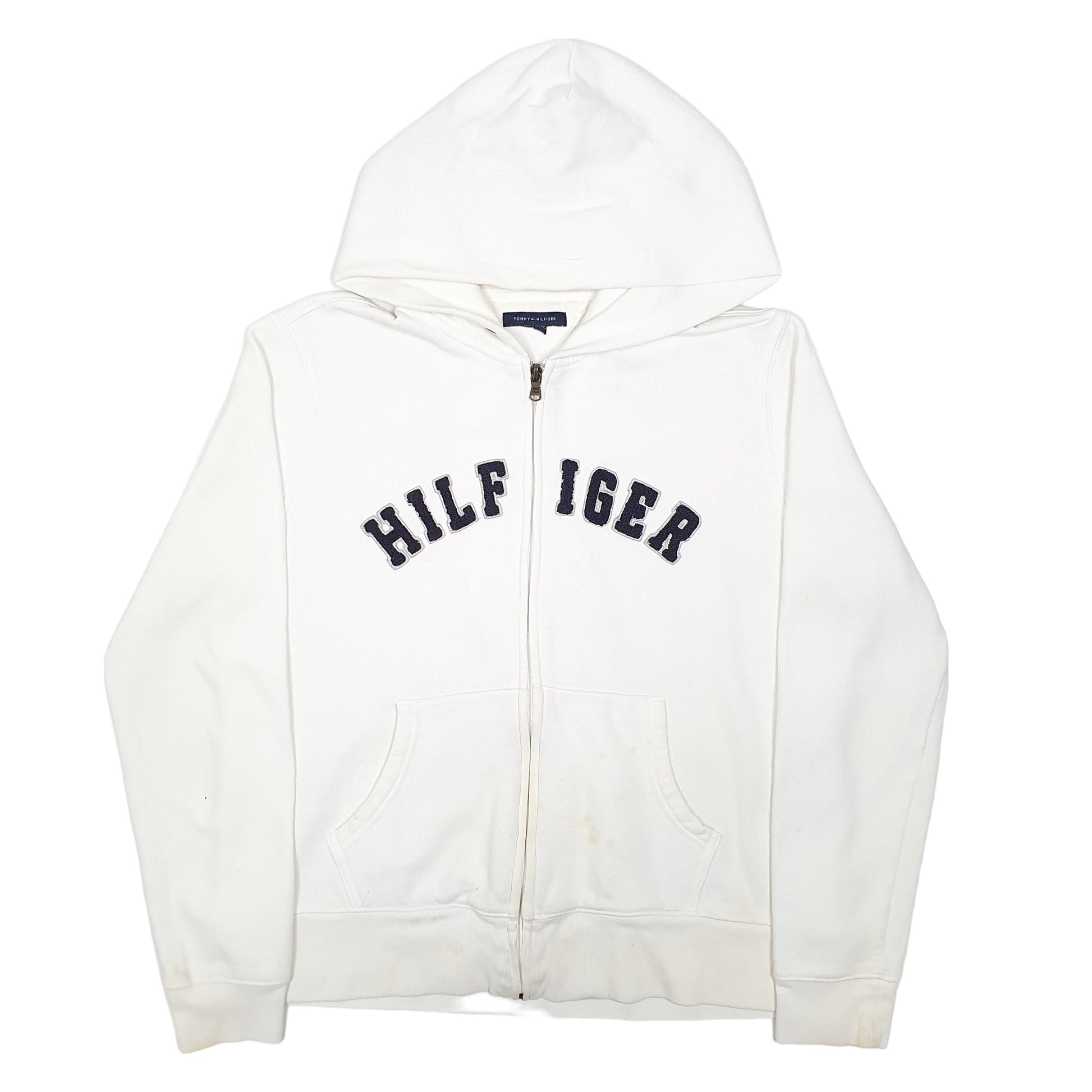 Womens White Tommy Hilfiger Spellout Hoodie Full Zip Jumper