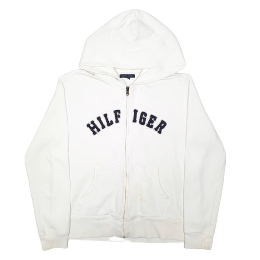 Womens White Tommy Hilfiger Spellout Hoodie Full Zip Jumper