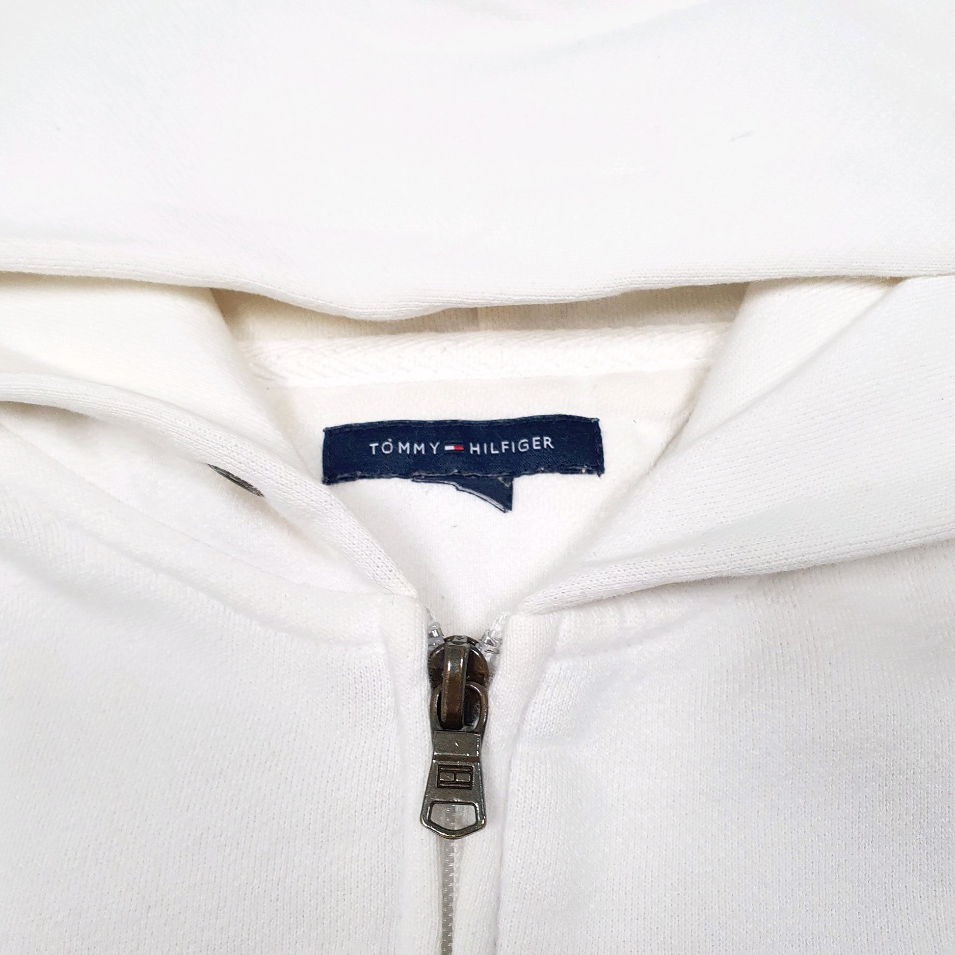 Womens White Tommy Hilfiger Spellout Hoodie Full Zip Jumper