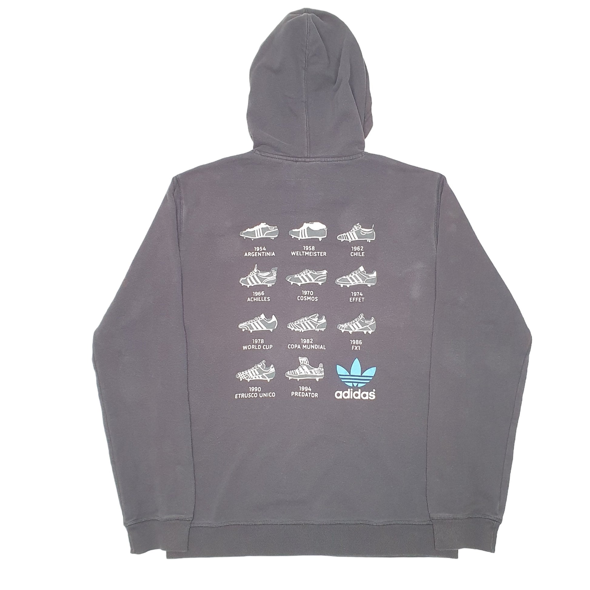 Mens Black Adidas Football Classic Boots History Casuals Hoodie Jumper