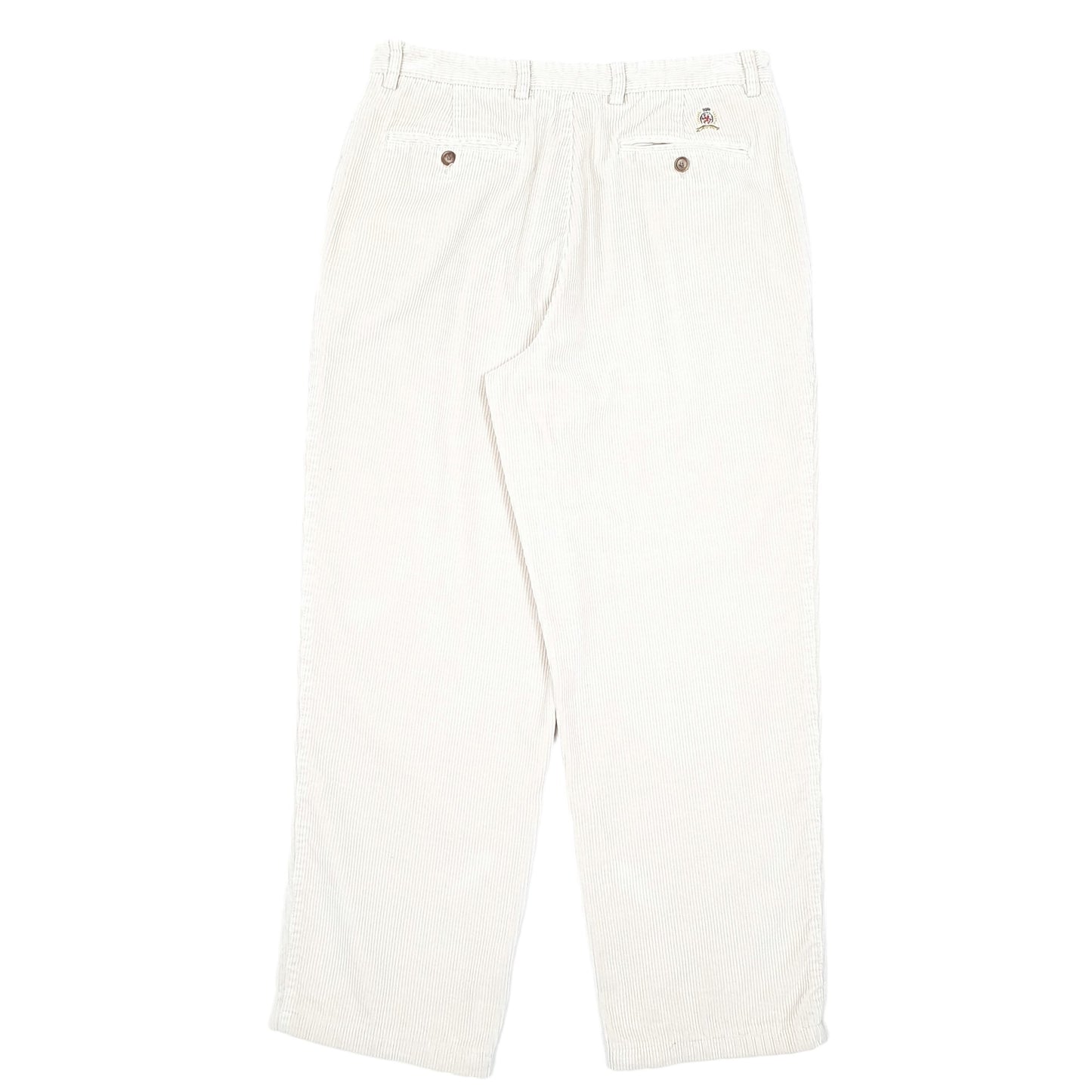 Mens Cream Tommy Hilfiger Pleated Corduroy Trousers