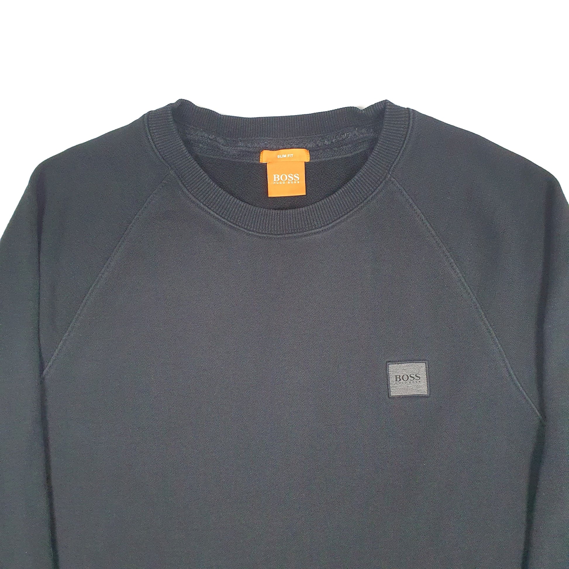 Mens Black Hugo Boss Slim Fit Crewneck Jumper