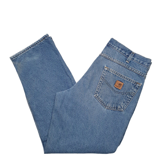 Mens Blue Carhartt B155 Lined Thermal Winter Casual JeansW33 L30