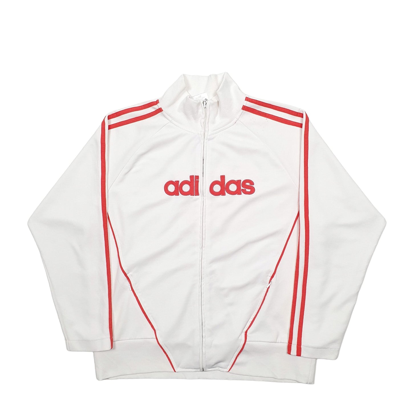 Womens White Adidas Spellout Full Zip Jumper