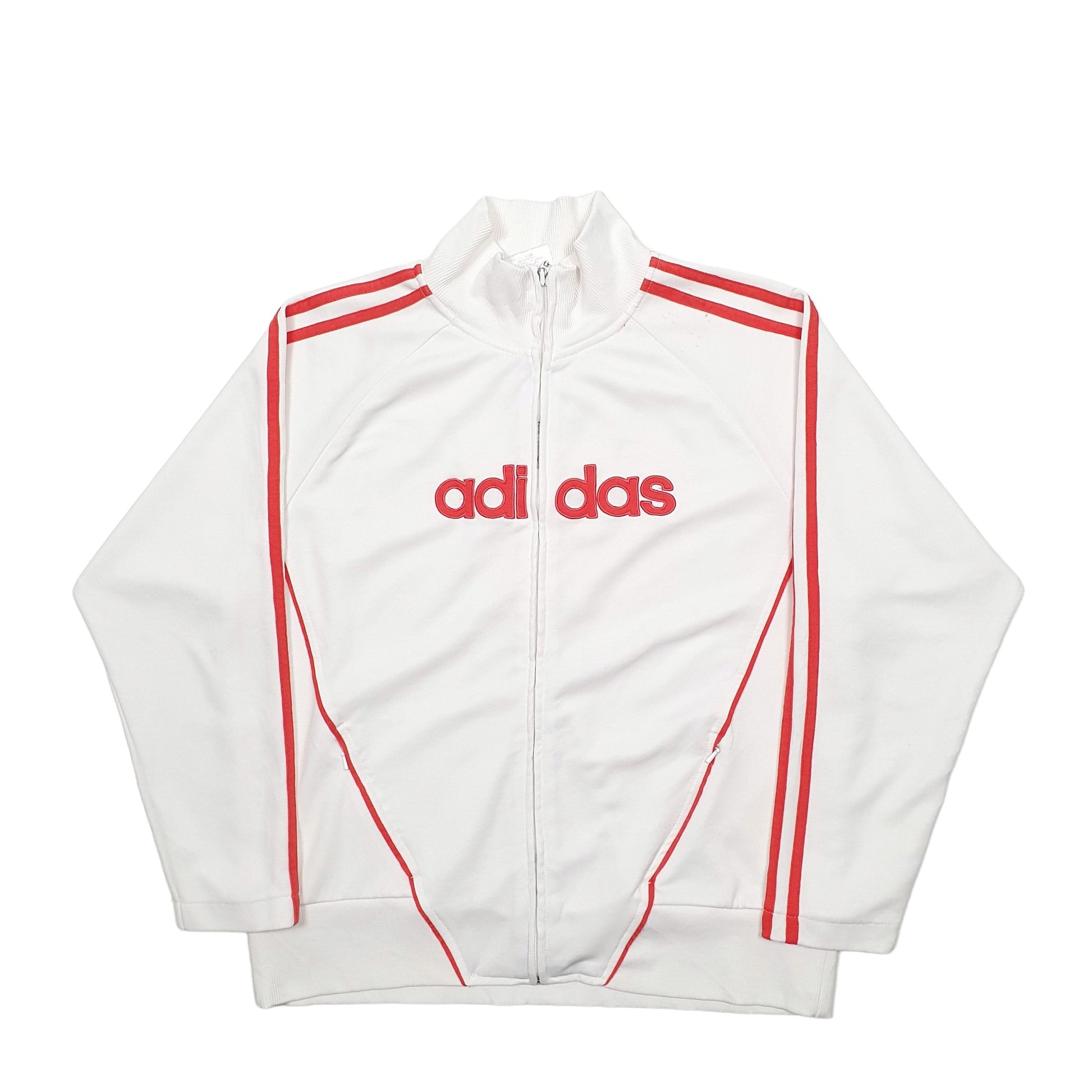 Womens White Adidas Spellout Full Zip Jumper