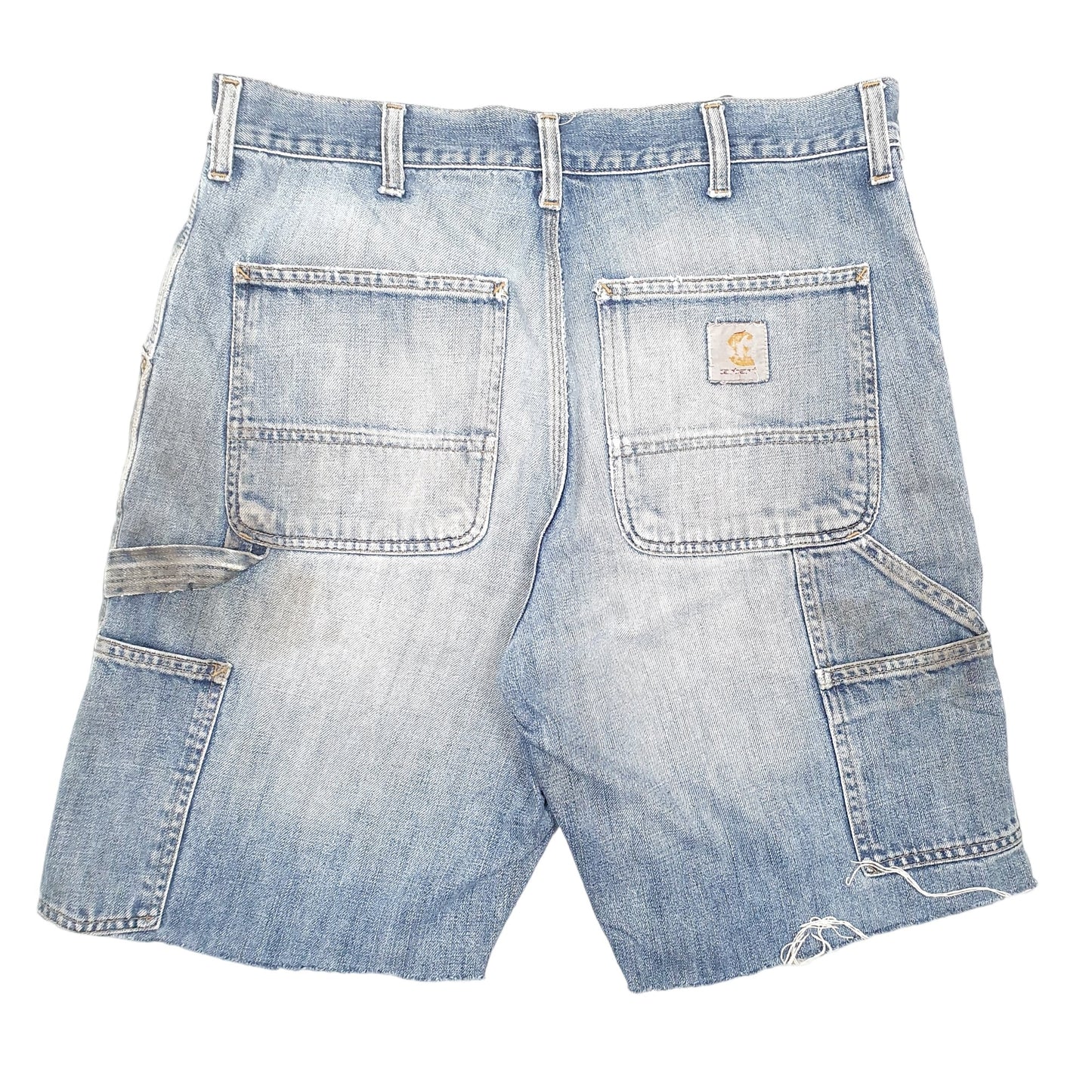 Mens Blue Carhartt Carpenter Cut Offs Denim Shorts