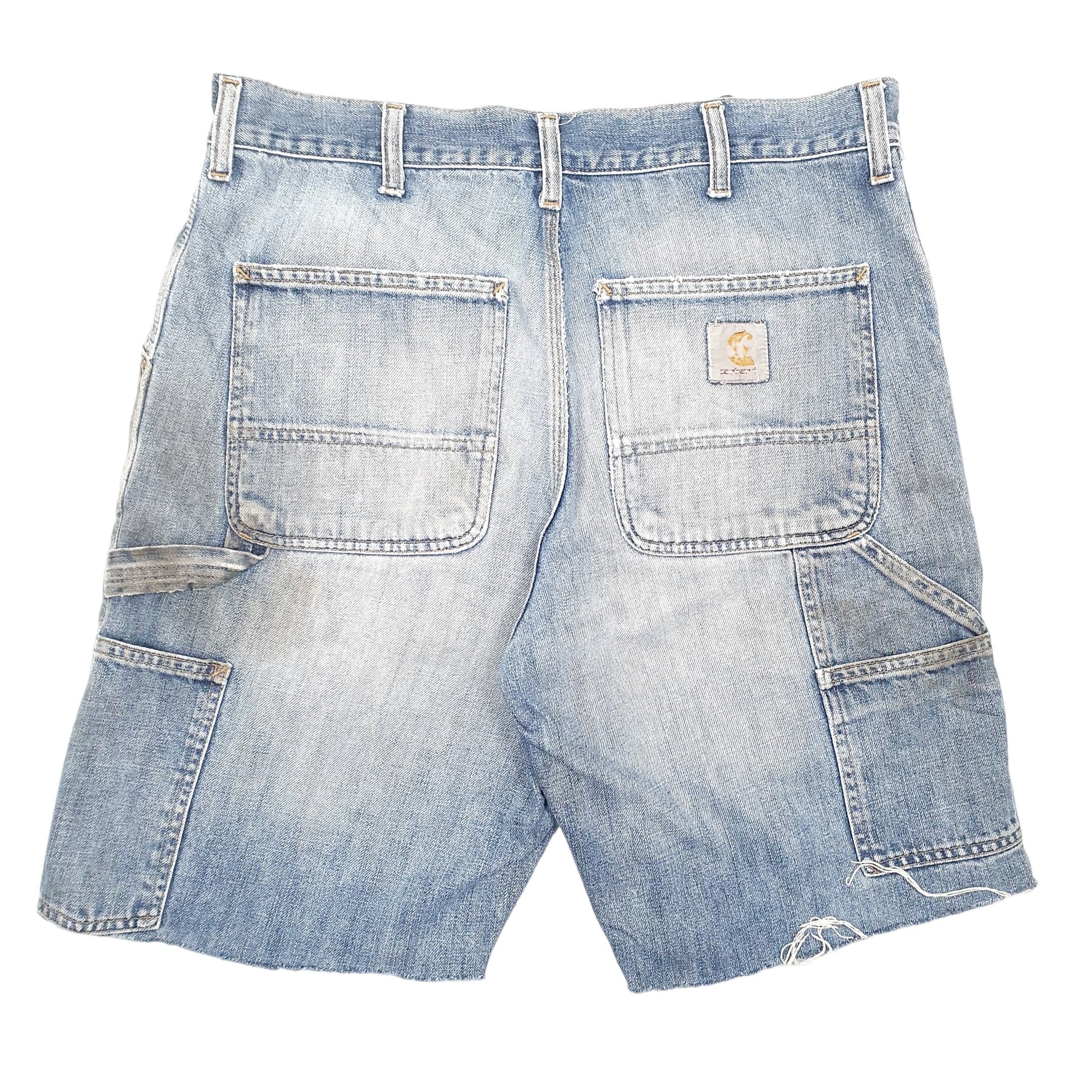 Mens Blue Carhartt Carpenter Cut Offs Denim Shorts
