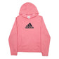 Womens Pink Adidas Spellout Hoodie Jumper