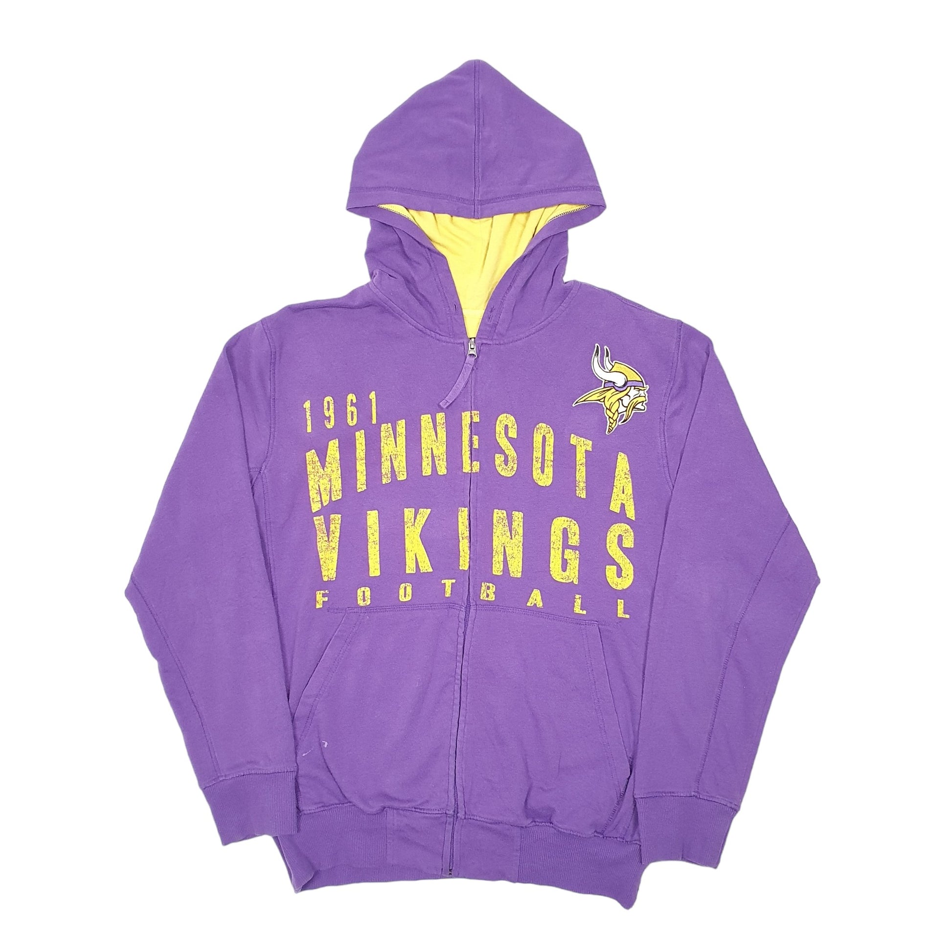 Mens Purple NFL Hoodie Minnesota Vikings American Football Full Zip Jumper