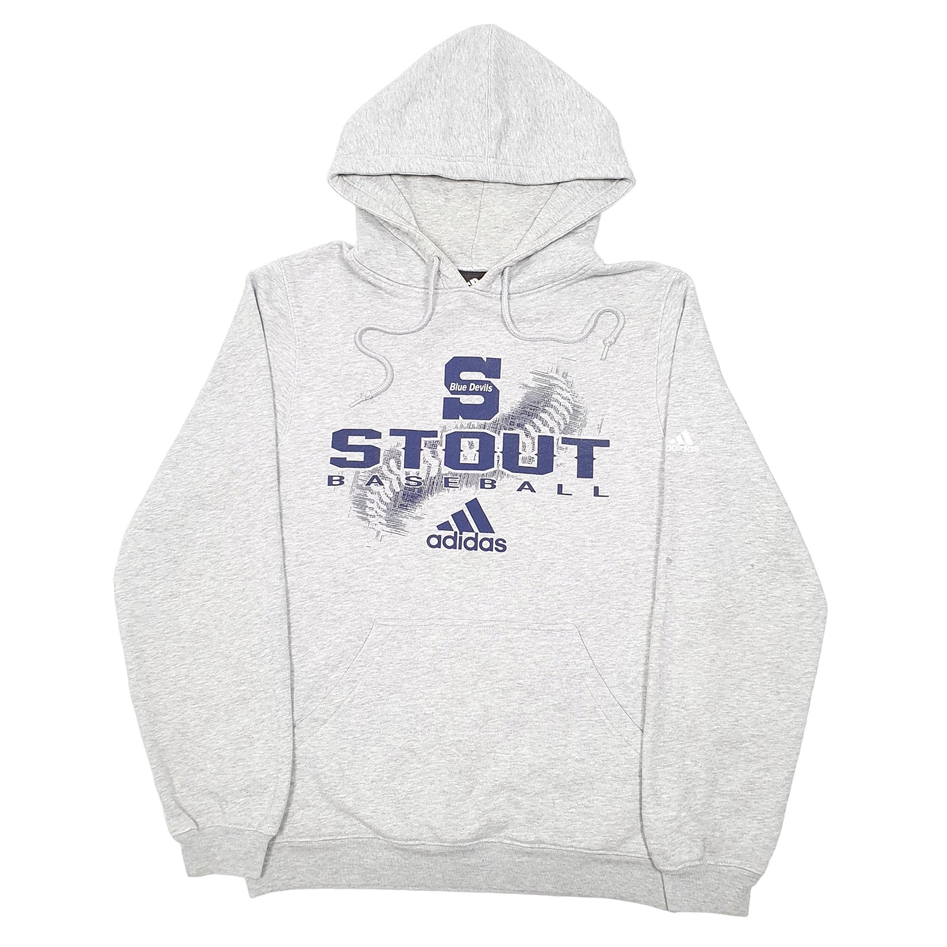Mens Grey Adidas Stout Baseball Blue Devils Hoodie Jumper