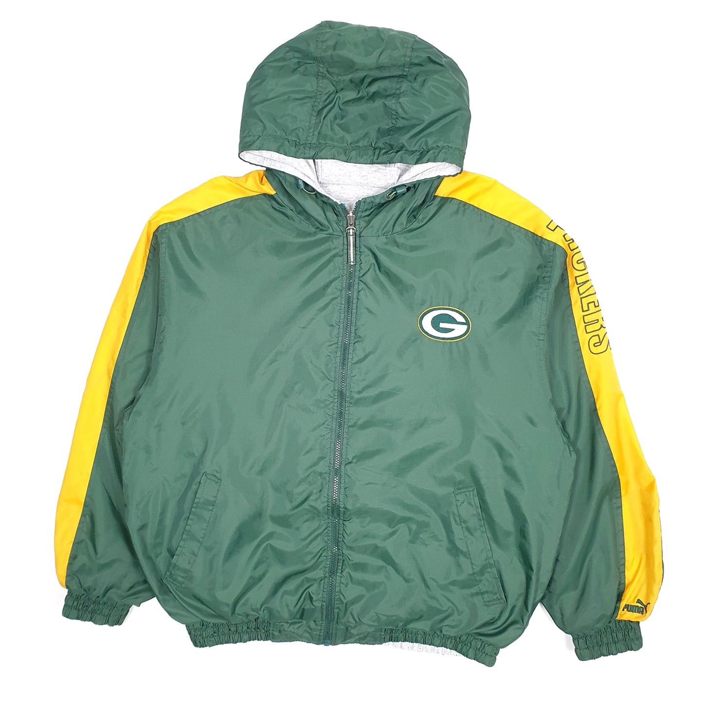 Mens Green Puma NFL Green Bay Packers Reversible Hoodie  Coat