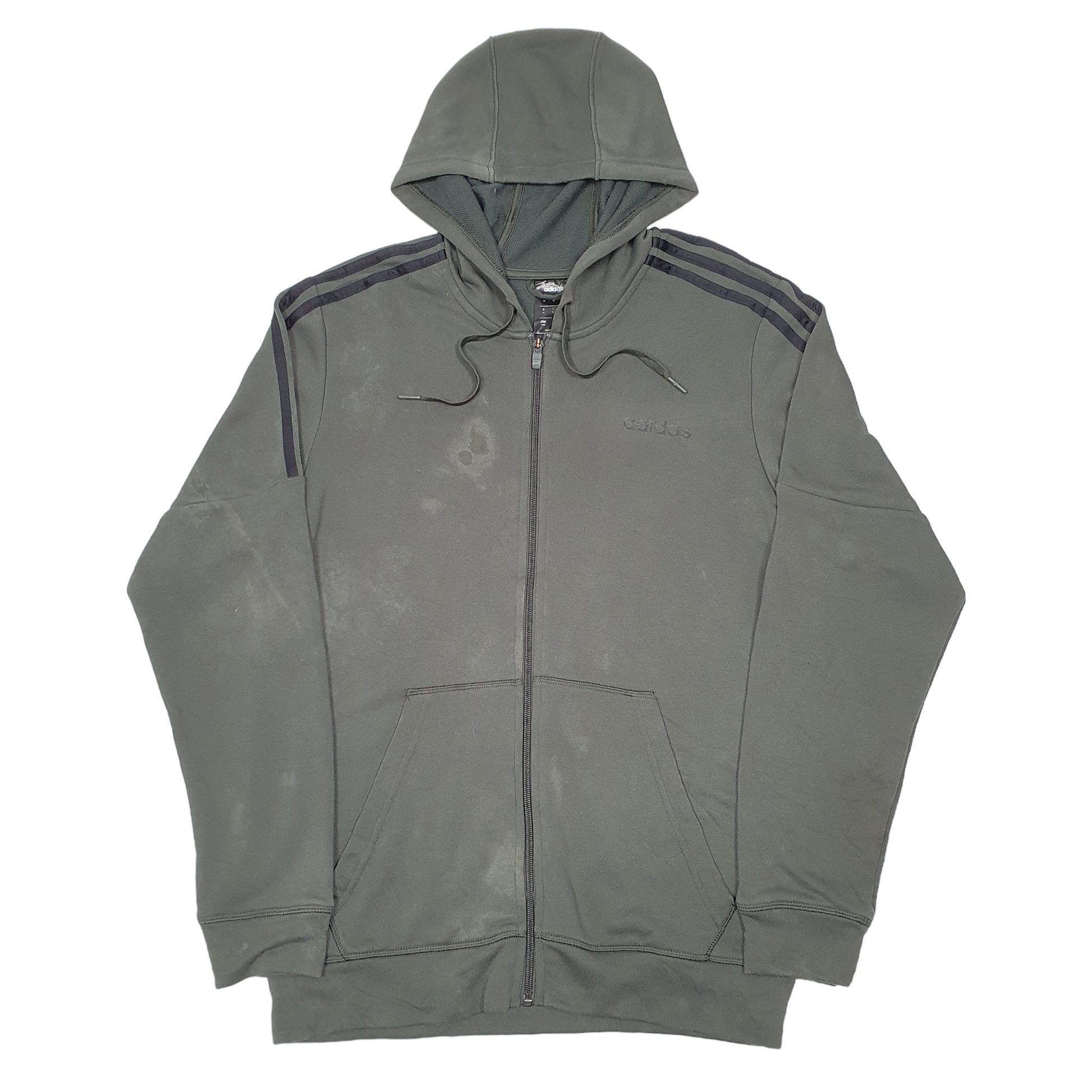 Mens Khaki Adidas Active Running Workout Full Zip Jumper