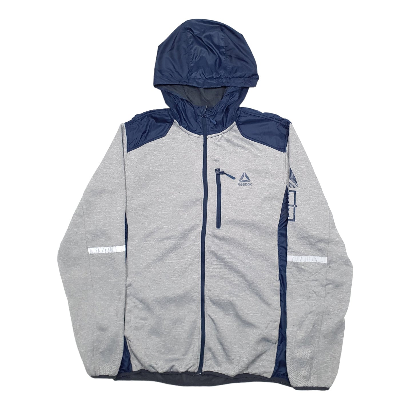 Mens Grey Reebok Active Running Sport 3M Hoodie Jumper