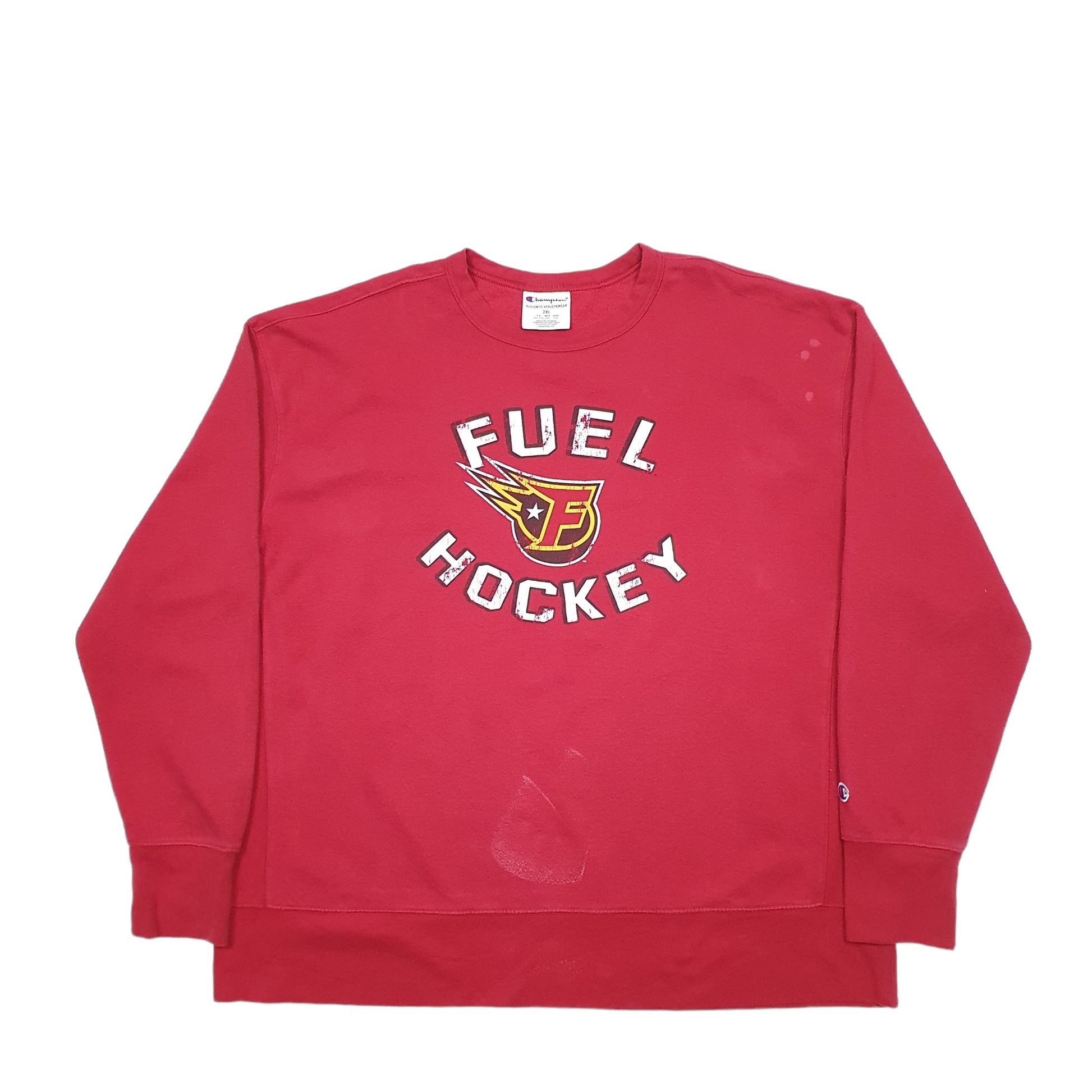 Mens Red Champion USA College Hockey Crewneck Jumper