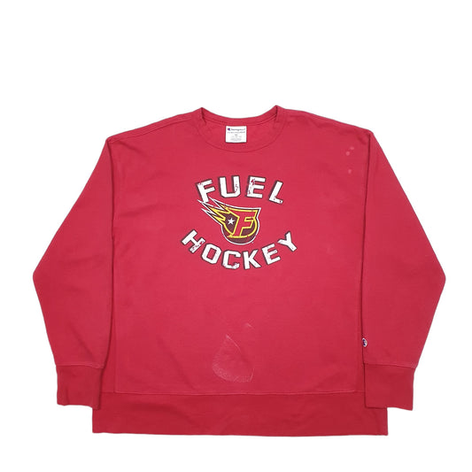 Mens Red Champion USA College Hockey Crewneck Jumper