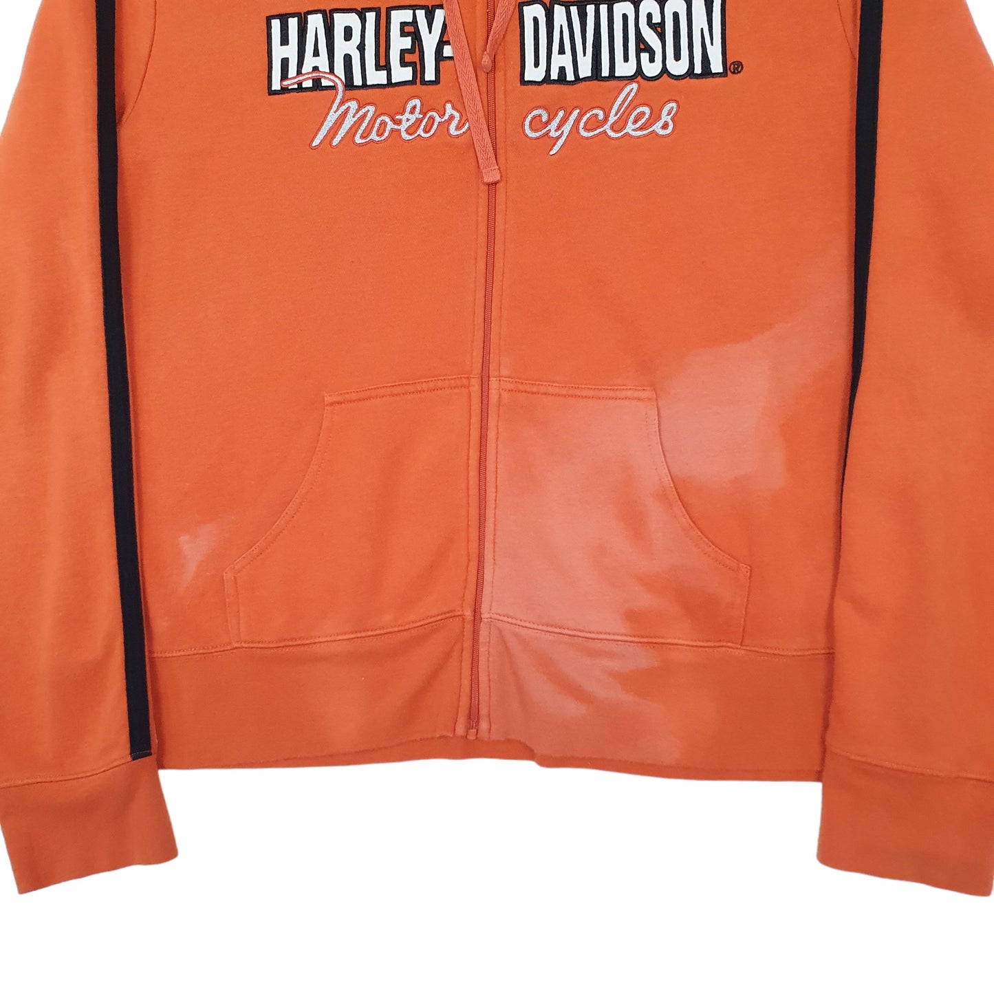 Womens Orange Harley Davidson Motorcycles Hoodie Full Zip Jumper
