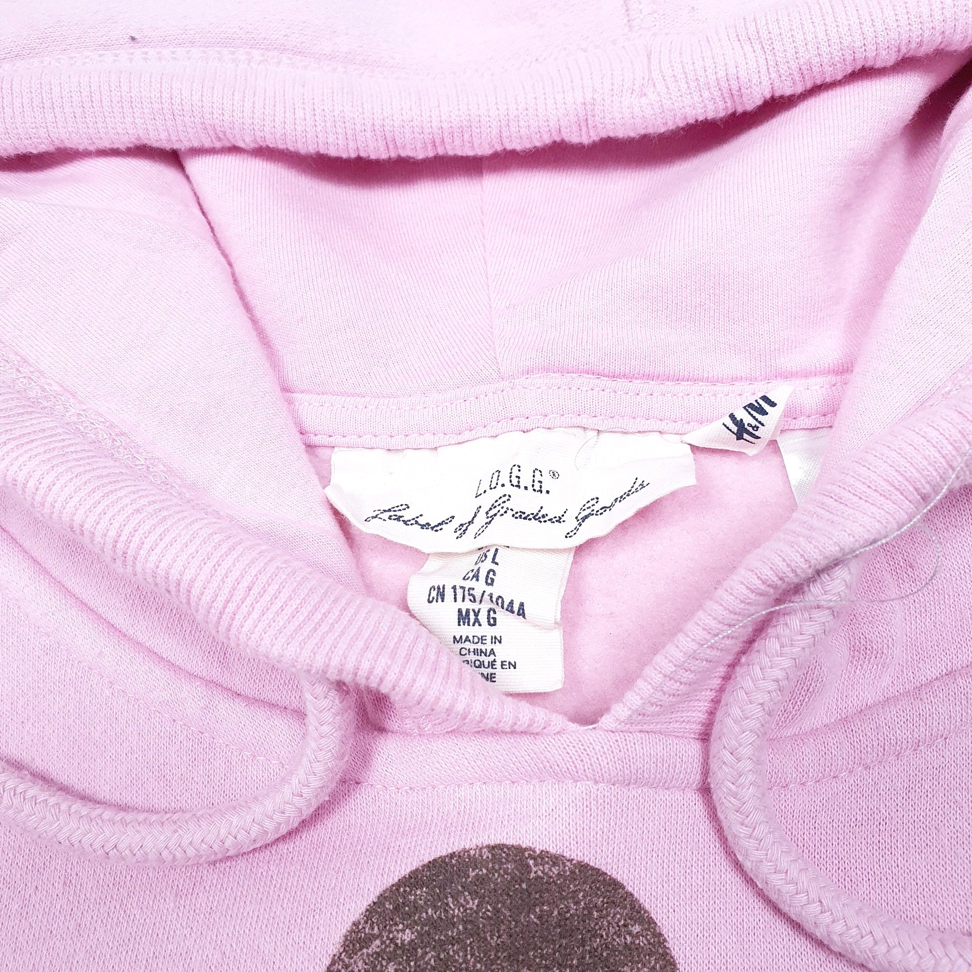 Womens Pink H&M Mickey Mouse LOGG Hoodie Jumper