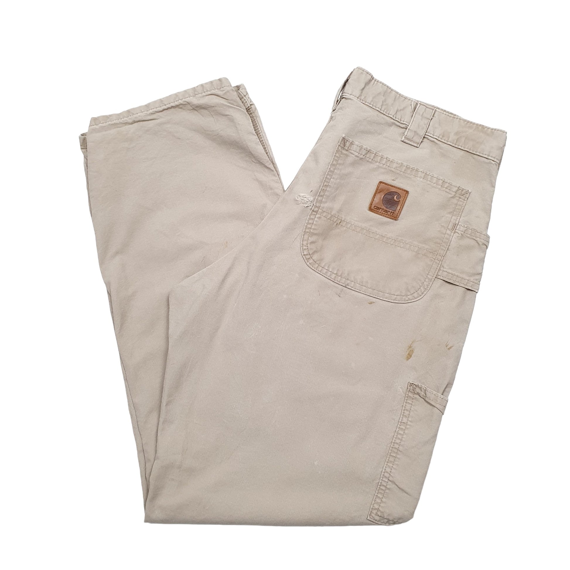 Mens Beige Carhartt B151 Carpenter Trousers