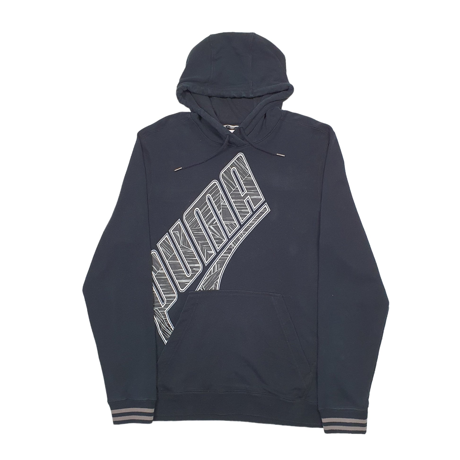 Mens Black Puma Spellout Hoodie Jumper