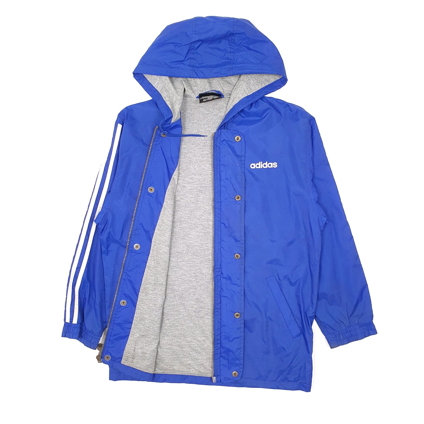 Mens Blue Adidas Vintage Hooded  Coat