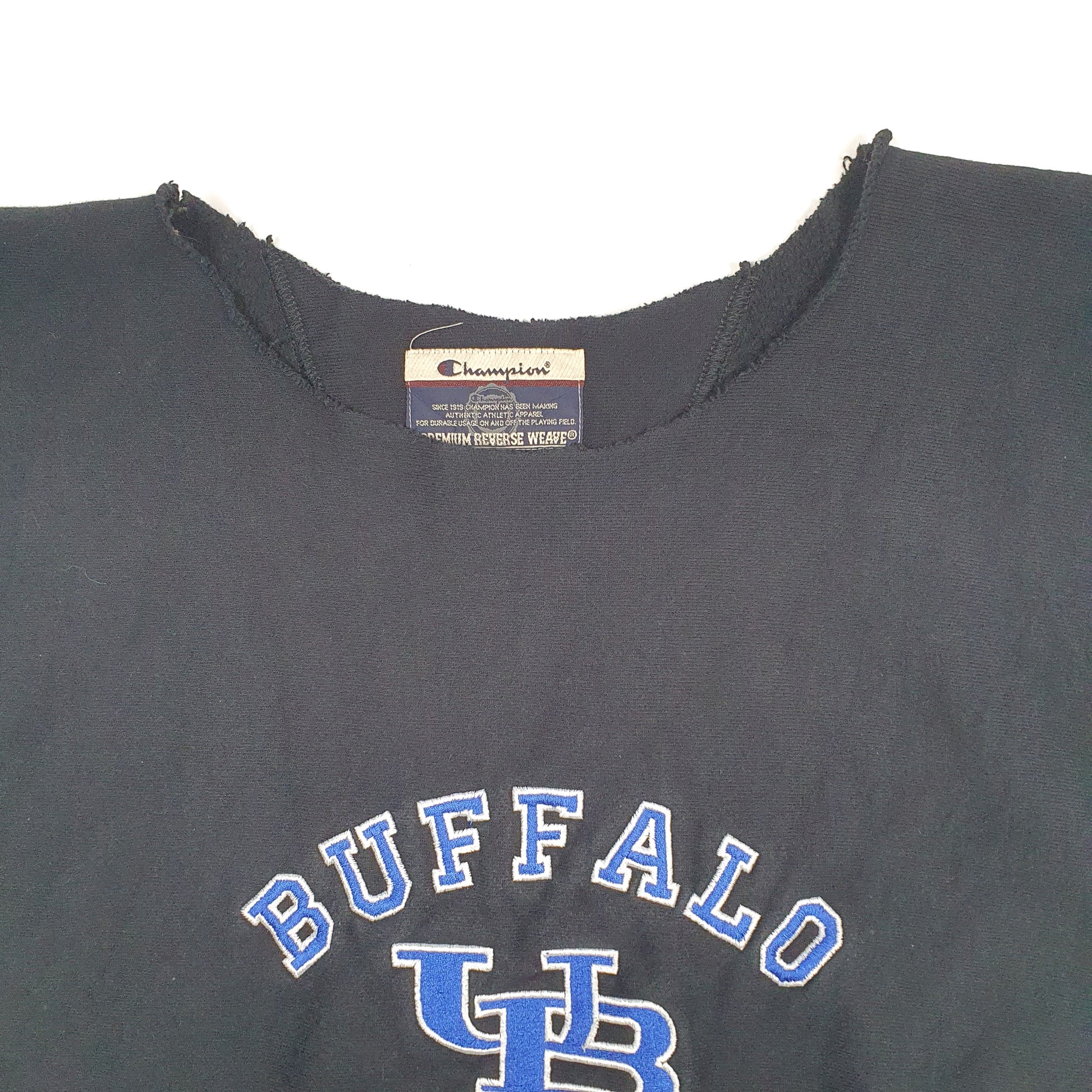 Mens Black Champion Vintage 1990s Reverse Weave USA College Football Crewneck Jumper