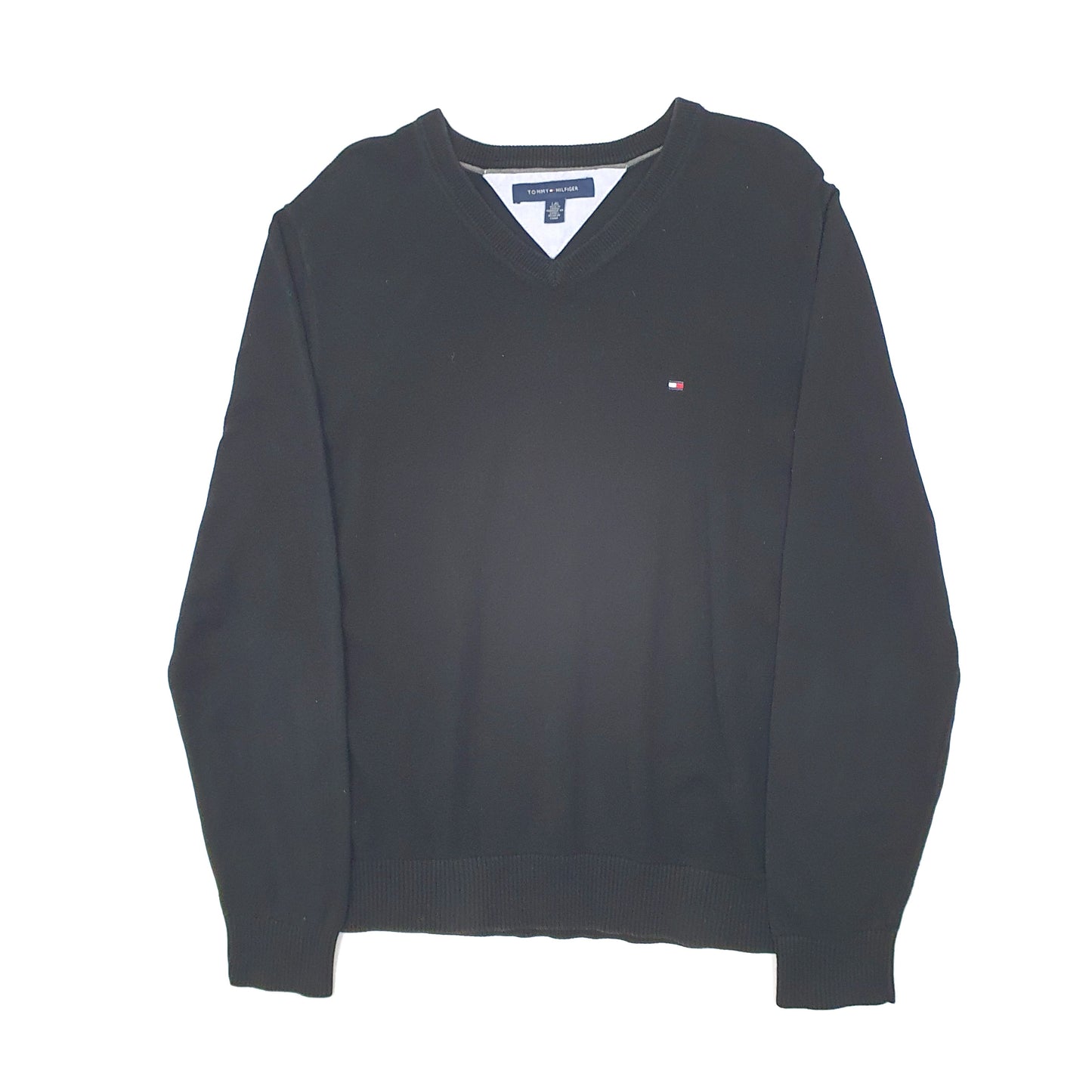 Mens Black Tommy Hilfiger  V Neck Jumper